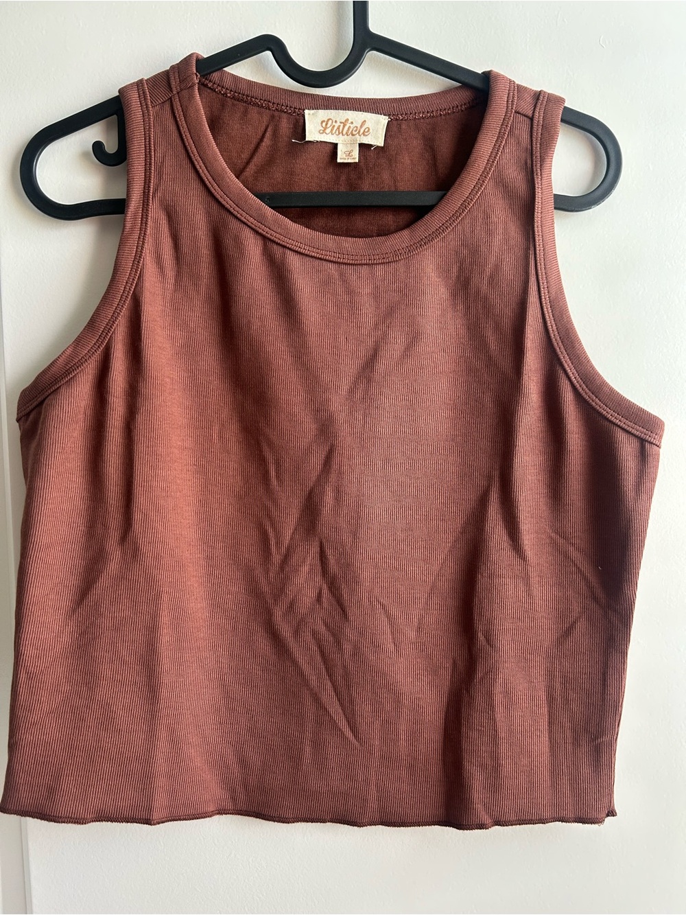 Listicle Ribbed Tank Top in Rust